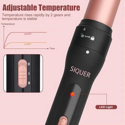 3 in 1 Curling Wand Set - SIQUER Hair Waver Curling Iron for Women with 3 Interchangable Ceramic Beach Waves Wands 1/2 Inch to 1 1/4 Inch Fast Heating Up Hair Curler with Box (Rose, Black) thumbnail 4