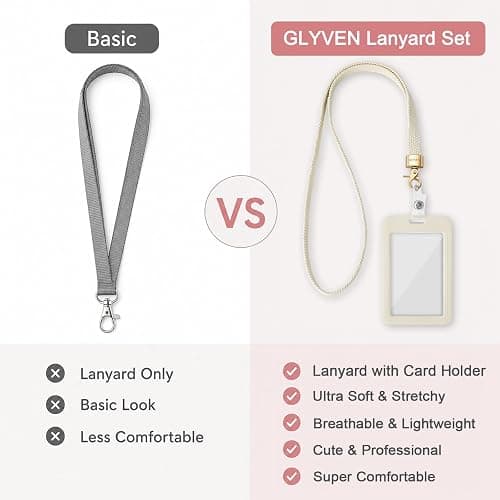 Cute Lanyards for ID Badges Women Teacher Lanyard with Card Holder | Thin neck long strap with badge holder, Elastic lanyard holder for keys, Cute for women teachers, Idea for office, school thumbnail 4