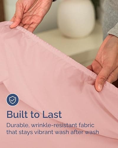 Twin Fitted Sheet - Pack of 4 Single Fitted Bottom Sheet Only - Baby Pink | Fits Mattress Up To 16" Deep Pockets - Extra Soft, Breathable & Cooling - Hotel Quality, Shrink and Wrinkle Free thumbnail 6