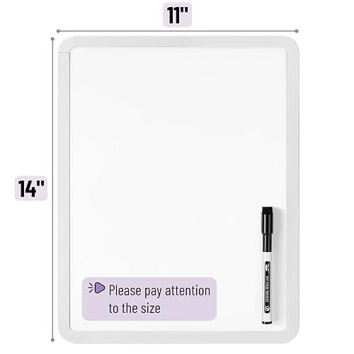 Mr. Pen- Dry Erase Board, 14” x 11” with a Black Dry Erase Marker, Small Mini White Board for Students, White Frame, Includes Double Sided Tapes thumbnail 3