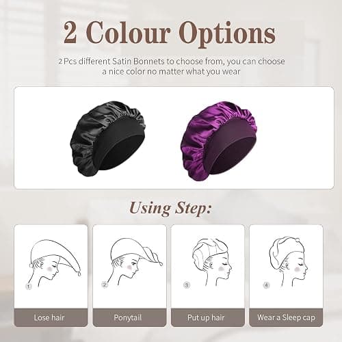 SWEET VIEW Silk Bonnet Satin Bonnet, Silk Hair Wrap for Sleeping, Soft and Comfortable Silk Sleep Cap thumbnail 3