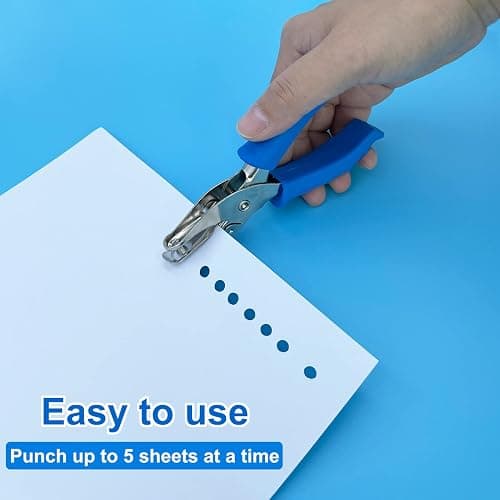 Single Hole Punch 1/4” Paper Hole Puncher for Crafts, One Hole Puncher with Blue Soft Grip Handle for Kids and Adults, Handheld Circle Punch for Paper Crafts in Home, Office, Classroom thumbnail 4