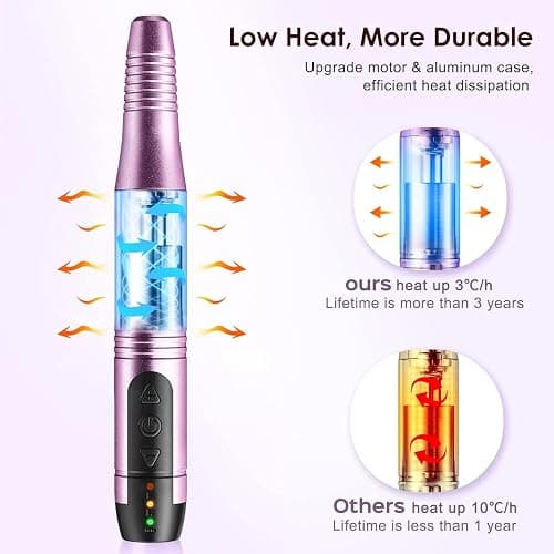 COSLUS C20 Cordless Nail Drill Electric File: Professional for Acrylic Gel Dip Powder Nails Portable Nail Drill Machine Kit for Manicure Pedicure Nail Set with Everything Rechargeable Lightweight thumbnail 8