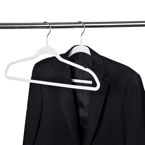 Quality Hangers 50 Pack Non-Velvet Plastic Hangers for Clothes - Heavy Duty Coat Hanger Set - Space-Saving Closet with Chrome Swivel Hook, Functional Non-Flocked Hangers - Cream White thumbnail 7