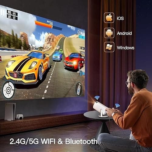 Technyon HY300 PRO+ 2025 | 1080P Full HD WiFi Projector with Android 11.0 – 12000 Lumens Portable Home Theater & Outdoor Movie Projector | Screen Mirroring for iOS/Android | Gaming & HDMI Compatible thumbnail 4