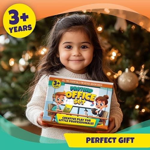 BLOONSY Pretend Play Home Office Set for Kids Ages 3-5-7 | Features Toy Laptop Computer, LCD Writing Tablet, Pop Fidget Calculator, Cell Phone, Headset & Toddlers Beverage Cup thumbnail 6