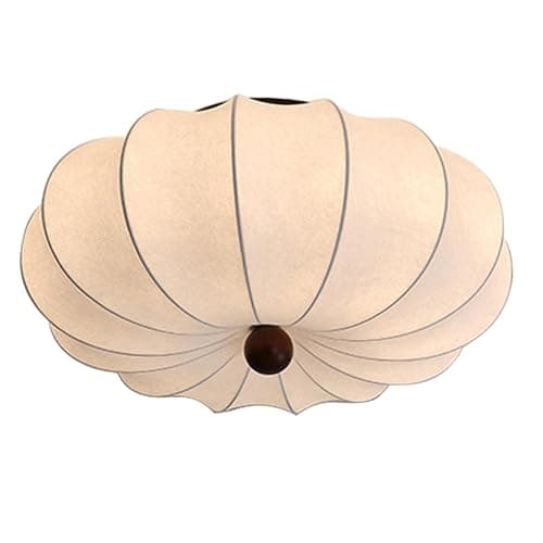 KCO Lighting Modern Silk Flush Mount Ceiling Light Japanese Lantern Ceiling Lamp Large Semi Flush Mount Ceiling Light Fixture White Fabric Drum Shade Chandelier - Image 1