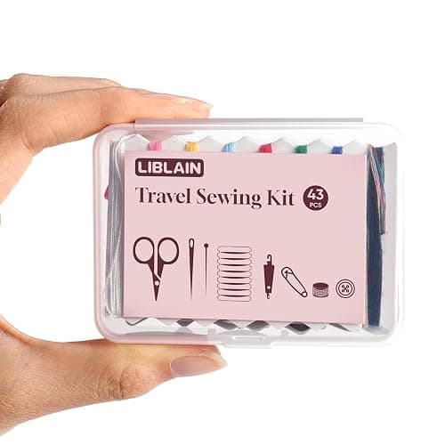 LIBLAIN Mini Sewing Kit with Big Eye Steel Needles for Adults and Beginners | Small Sewing Kit for Travel, Needle and Thread Kit for Hand Sewing (43Pcs) - Image 1