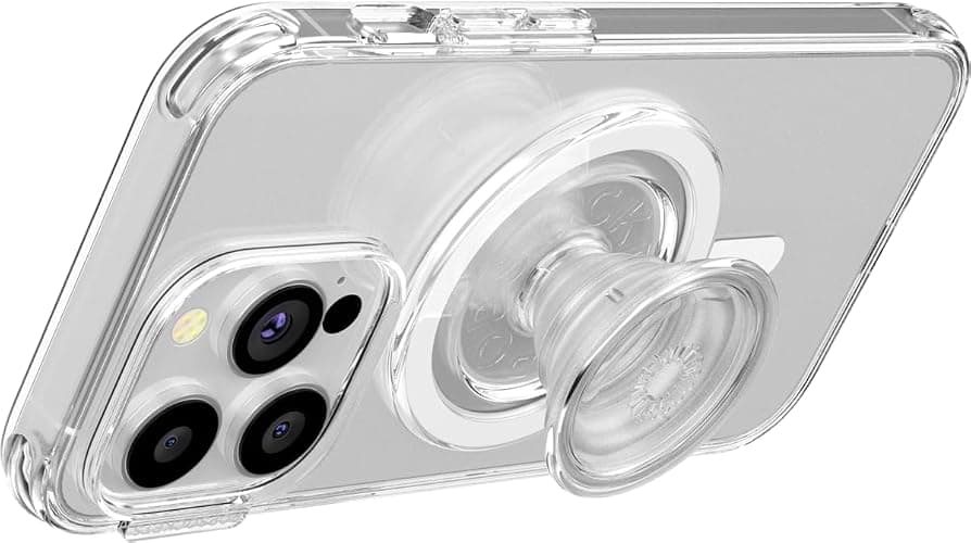 PopSockets Phone Grip for MagSafe with Kickstand, Magnetic Stand, Swappable Top, Secure Hold for iPhone MagSafe Cases, Phone & Tablet Grip - Clear thumbnail 3