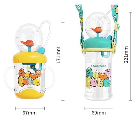 Drinking Cup With Whale Squirt, Cute Whale Cup Water Bottle, Whales Spray Sippy Cups, Leak Proof Weighted Straw Cups for kids (350ml/Green) thumbnail 2
