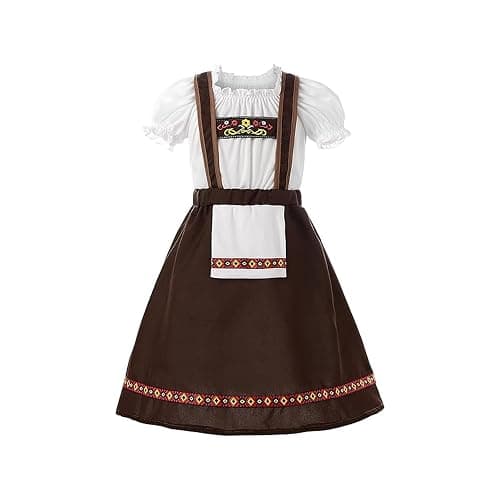 Owlfder Girls German Dirndl Dress Oktoberfest Bavarian Costume Kids Halloween Maid Dress for Girls Beer Festival Outfit thumbnail 3