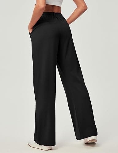 Ewedoos Wide Leg Pants Woman Stretchy Work Dress Pants Women Pull on Business Casual Slacks Trousers Fall Outfits 26"/28" thumbnail 2