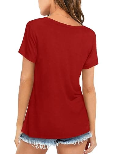 Womens Short Sleeve T Shirts Crewneck Summer Trendy Solid Basic Tee Tops Casual Summer Loose Fit Shirts thumbnail 4