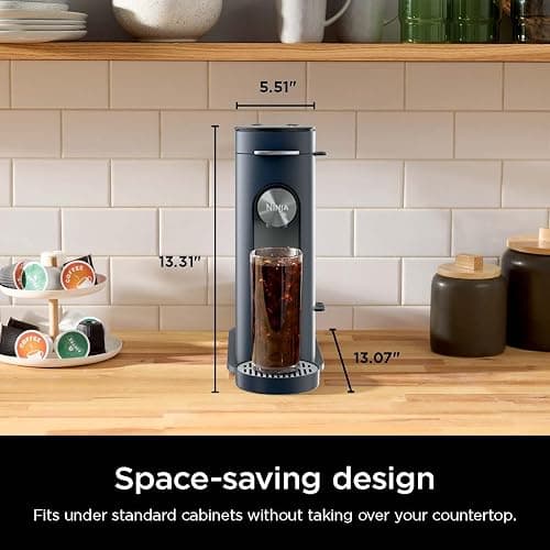 Ninja Pods & Grounds Single-Serve Coffee Maker, K-Cup Pod Compatible, 56-oz. Reservoir, 6-oz. Cup to 24-oz. Travel Mug Brew Sizes, Iced Coffee Maker, Navy, PB041NV thumbnail 2
