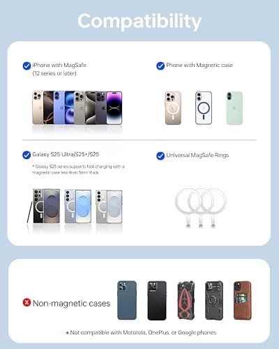 ULiXWH 10,000mAh for MagSafe Power Bank Ultra Slim, Magnetic Wireless Charger with USB-C Cable, Fast Charging Portable Battery for iPhone 17 Pro Max/17 Pro/Air/16/15/14/13, Blue thumbnail 8