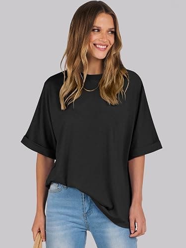 ANRABESS Womens Tops Summer Short Sleeve Oversized T Shirts 2026 | Crewneck Casual Loose Basic Tee Shirt, Business Casual Work Outfits, Travel Daily Wear, ALL-Seasons Clothes thumbnail 2