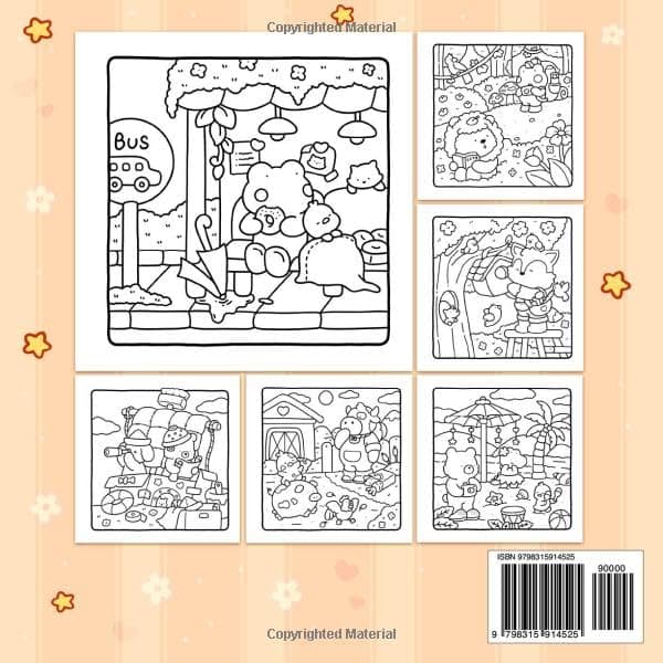 Little Cuddles: Coloring Book for Adults and Teens Featuring Cute Animal Friends for Relaxation thumbnail 2