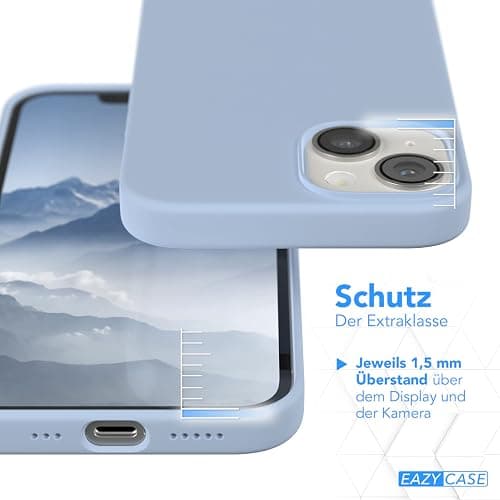 EAZY CASE Premium Silikon Handyhülle kompatibel mit iPhone 14 Slimcover mit Kameraschutz und Innenfutter, Silikonhülle, Schutzhülle, Bumper, Handy Case, Hülle, Softcase, Hellblau thumbnail 3