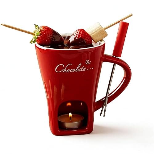 HOMEFISH Chocolate Fondue Mug Ceramic Melting Mug Fondue Coffee Cup Melting Fondue Mug for Chocolate Cheese Butter 130 ml (R) - Image 1