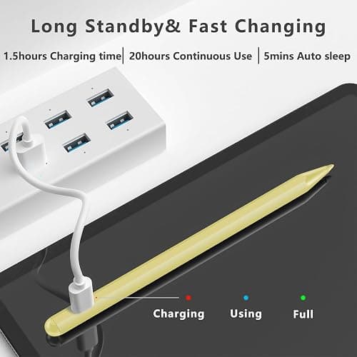 Stylus Pen for iPad (2018-2025) with Fast Charging & Palm Rejection, Pencil for Apple iPad 11th A16/10/9/8/7/6th, Pro 11“13”M4/12.9 inch, Air 11/13 inch M3 2025&M2 2024/5/4/3rd, Mini A17 Pro/6/5th - Yellow thumbnail 6