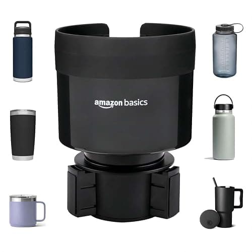 Amazon Basics Car Cup Holder Expander with Adjustable Base, Fits Large Bottles 3.4 to 3.8 in Diameter, Securely Holds Yeti, Hydro Flask and More, Black thumbnail 4