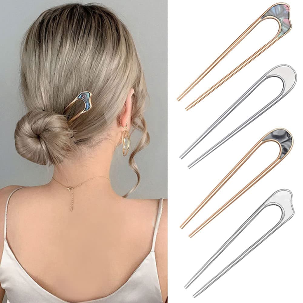 8pcs U Shape Hairpins, BetterJonny French Hair Forks Tortoise Shell U Shape Hair Pins Metal Updo Chignon Pins Acetate Hair Sticks for Women Girls Hair Styling Accessories thumbnail 4