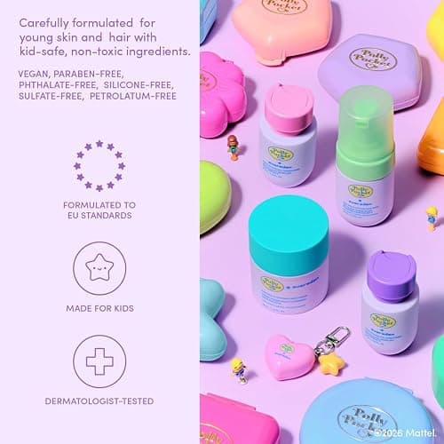 Evereden x Polly Pocket Travel Size Kids Skincare & Haircare Set + Lip Balm | Limited-Edition Gift Box, Kids Skincare & Haircare Minis & Lip Balm Charm, Dermatologist-Tested, TSA Approved, Clean & Vegan thumbnail 8