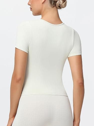 MCEDAR Womens Seamless Soft Smoothing T-Shirts Short Sleeve Slim Fit Basic Tees Crew Neck Casual Shirts thumbnail 2