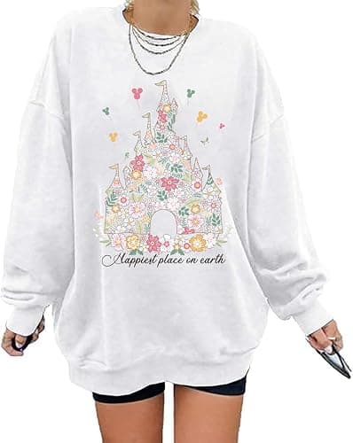 AMWIPE Magic Kingdom Sweatshirts For Women Oversized Magical Shirt Cute Vacation Tees Girls Castle Graphic Long Sleeve Tops - Image 1