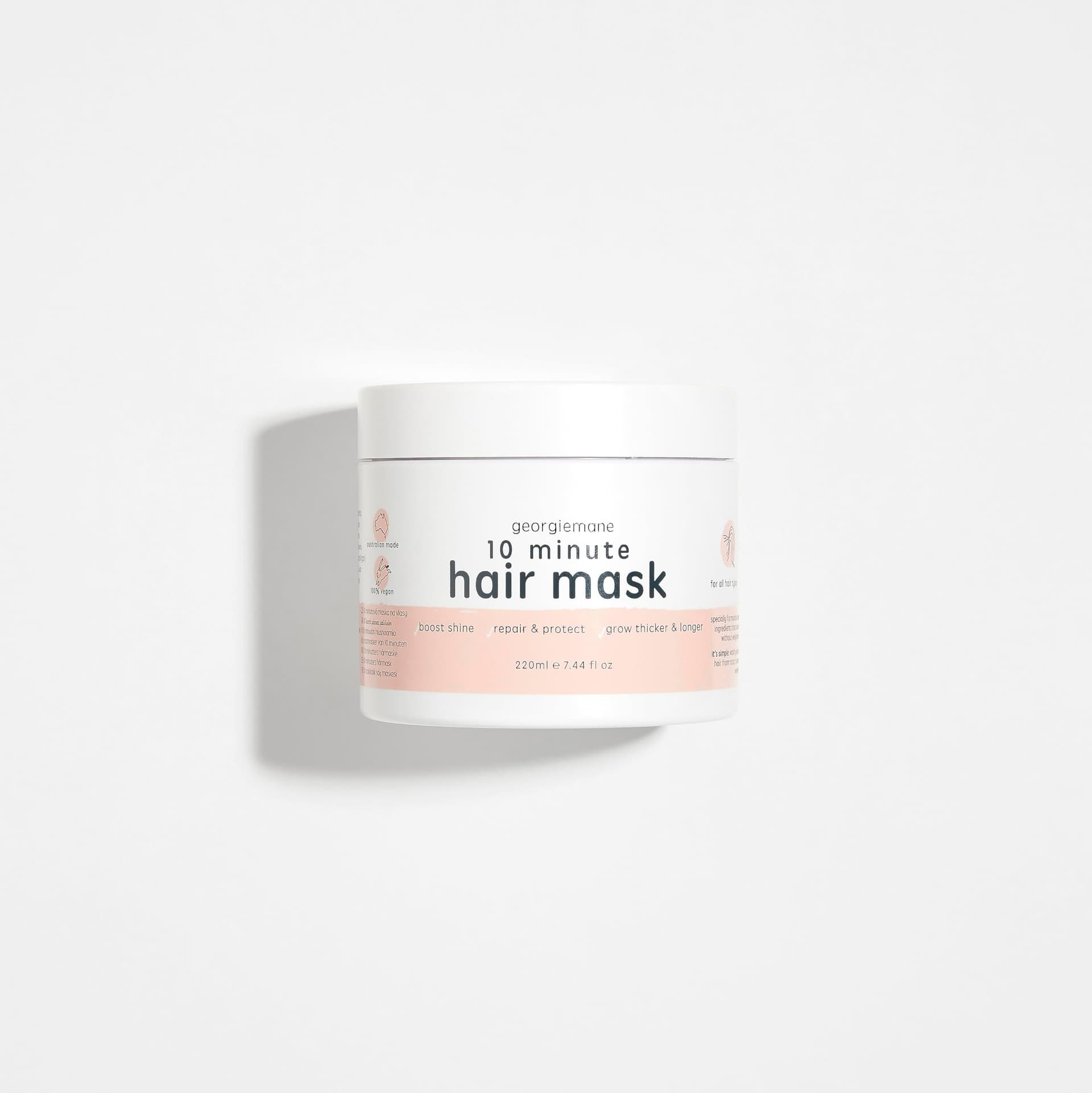 Georgiemane 10 Minute Hair Mask for Dry & Damaged Hair with Shea Butter, Avocado & Coconut Oil | Promotes Thicker Hair Growth | Adds Shine, Safe for Colored & Bleached Hair | For All Hair Types, 220ml - Image 1