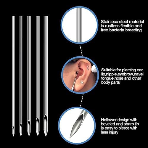 Rayyl Body Piercing Tool Kit - 42Pcs Piercing Kit with 12G 14G 16G 18G 20G Piercing Needles Piercing Clamps Forceps for Ear Nose Belly Button Tongue Eyebrow Body Piercing Tool Kit Piercing Supplies thumbnail 3