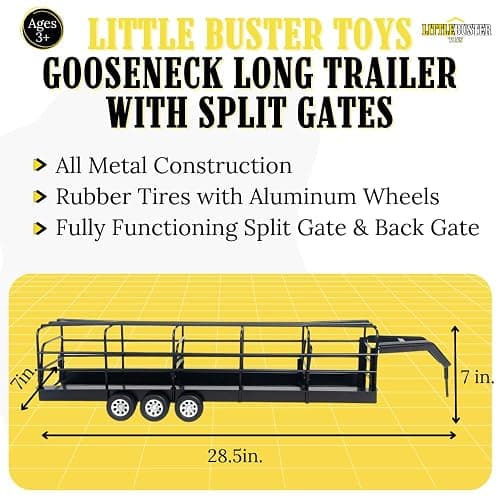 Little Buster Rancher’s Trucking Set - Metal Semi Truck & Gooseneck Trailer | Triple Axle Stock Trailer - Collector Display Bundle - Birthday Gift - Hobbyist - Ranch Livestock thumbnail 3