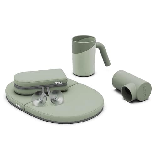 Lalo Bathtime Essentials - Includes Knee & Elbow Saver, Rinse Cup, & Spout Cover - Comfortable & Secure Baby Bath Essentials Made with Safe, Durable Materials and Easy to Clean - Sage - Image 1