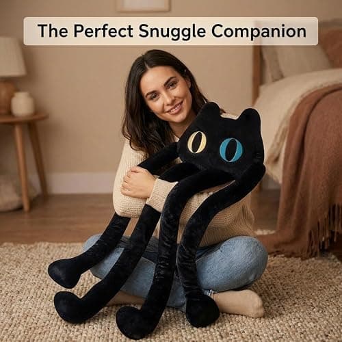 vitegaw Long Cat Plush Pillow, 39" Cute Black Cat Stuffed Animals Kawaii Soft Plushies,Big Plush Toys Gift for Girlfriend thumbnail 2