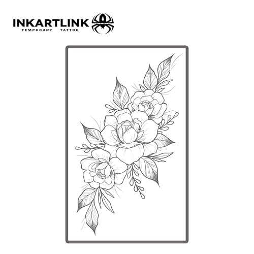 INKARTLINK Tattoo Tech, 2 Sheets Extra Large Semi Permanent Tattoo, Adult Art Design Temporary Tattoos, Lasts 1-2 Weeks, Waterproof, Realistic Look, No Adhesive, No Reflection (Flower)202 thumbnail 4