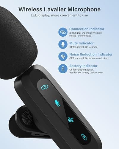 Wireless Lavalier Microphone for iPhone, iPad, Android Phone，2-Pack Mini Microphone with Noise Reduction, Auto Pairing and Mute & Reverb for Vlogging, Video Recording, TikTok, YouTube - Plug & Play thumbnail 4