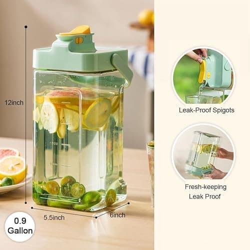 0.9 Gallon Drink Dispenser with Spigot,100% Leakproof,Sealed and Filter screen,Milk,Lemonade Dispenser,Juice Containers With Lids For Fridge and Dairly Use,Beverage Liquid Drink Container for Party thumbnail 2