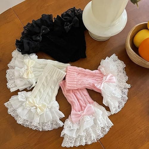 Baynoyia Lolita Mesh Lace Fingerless Gloves Women Gothic Bowtie Arm Sleeves Y2K Tulle Long Gloves Bridal Prom Wrist Cuff thumbnail 3