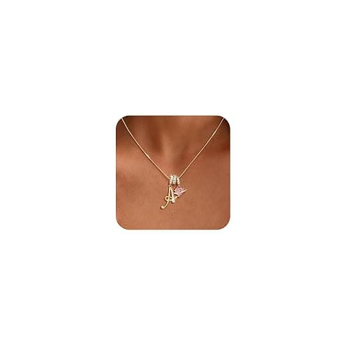 CHESKY Valentines Day Gifts - Heart Initial Necklaces for Women | Dainty A-Z Letter Pendant, 14K Gold Plated, Personalized Monogram Name Necklace, Heart Charm Gold Jewelry, Gift for Love - Image 1