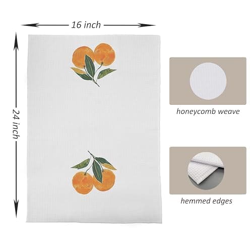 uinwk Orange Hand Towels for Bathroom,Fruit Kitchen Decor,Orange Dish Bathroom Kitchen Decor,Summer Towel,16x24 Inches Set of 2 thumbnail 3