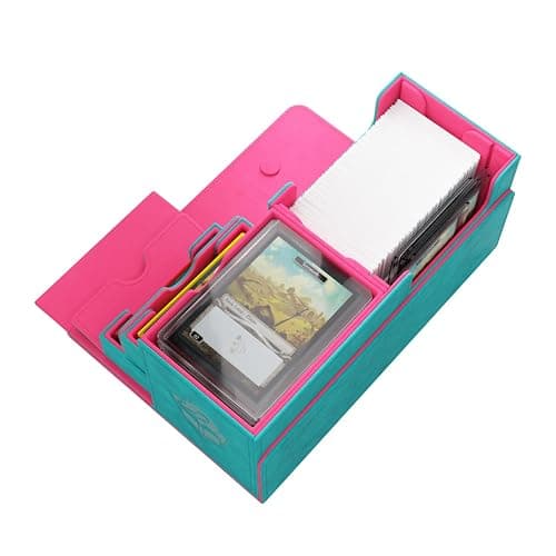 Gamegenic The Academic 133+ XL Premium Deck Box | Double-Sleeved Card Storage | Card Game Protector | Holds Up to 122 Cards Plus Game Accessories | Teal/Pink Color | Made thumbnail 13
