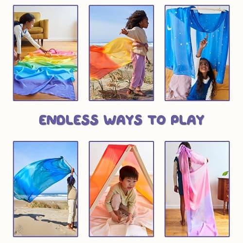 Sarah's Silks Giant Playsilk | 100% Silk Toy for Toddlers | Bright Colored Large Scarves for Fort Building and Pretend Play - Sea thumbnail 3