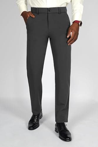 Plaid&Plain Men's 4-Way Flex Stretch Slim Fit Dress Pants thumbnail 2