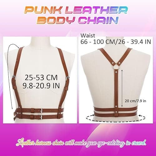 BODIY Women Harness Belt Punk Black Leather Body Harness Fashion Harness Waist Chain Belts thumbnail 3