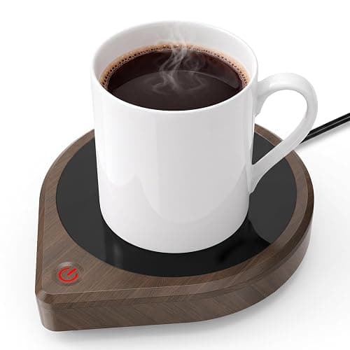 COANTO Coffee Mug Warmer for Desk, Electric Beverage Warmer with 3 Temperature Settings, 4H Auto Shut Off, Coffee Cup Warmer Plate for Flat-Bottom Mugs, Coffee Tea Cocoa Warmer, Wood Grain - Image 1