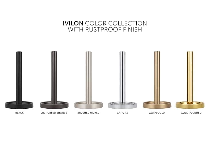 Ivilon Paper Towel Holder Stand - Steady and Easy Tear - Fits All Paper Towel Rolls - Gold Polished thumbnail 5