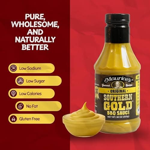 Maurice’s Southern Gold BBQ  Sauce – Classic Carolina Mustard BBQ Sauce with Bold Flavor – Authentic Southern Carolina Barbeque Dressing – Rich Barbecue Sauces Tradition, Original 18oz (Pack of 2) thumbnail 3