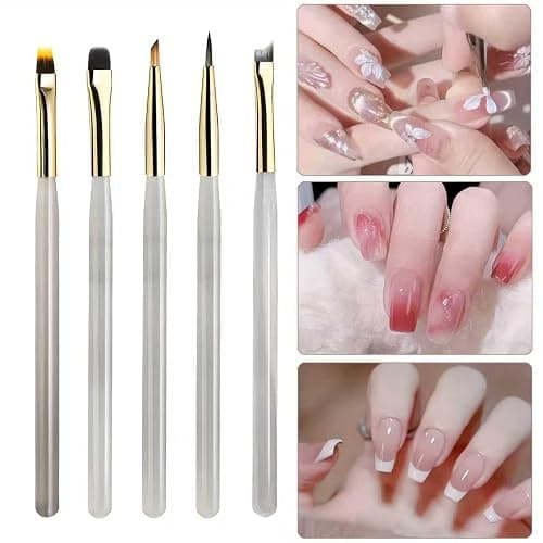 DAIXIANGER 5Pcs Multi-Functional Nail Art Brushes Set, Professional French Tip Brush & Liner Brushes for Gel Polish, DIY Manicure Tools for Ombre, Clean Up & Nail Design thumbnail 2