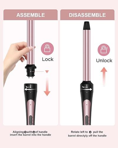 6 in 1 Wand Curling Iron, 3 Barrel Curling Iron Set with Thermal Brush (1.5") and 5 Interchangeable Ceramic Wand Curler (0.35"-1.25"), 2 Temp Heating Setting, Christmas Birthday Gifts for Women thumbnail 6