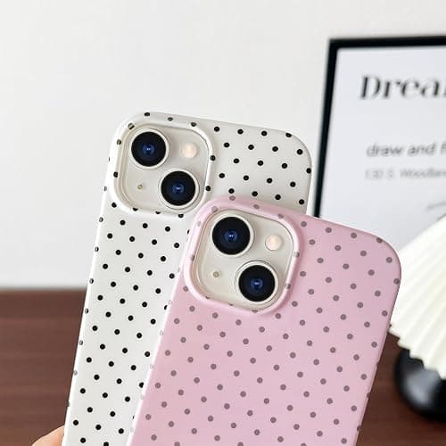 Yeddabox for iPhone 13 Case Cute Polka Dot Phone Case Soft TPU Slim Shockproof Phone Cover for Women Girls, Pink thumbnail 3
